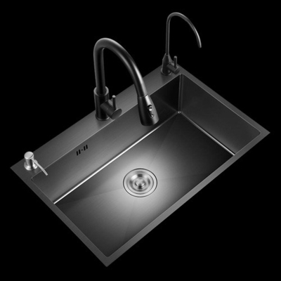 Großes Einzel-Slot Multifunktionswaschbecken Anti-Scratch LED Digital Display Edelstahl Wasserfall Küchenwaschbecken mit Tasse Wa