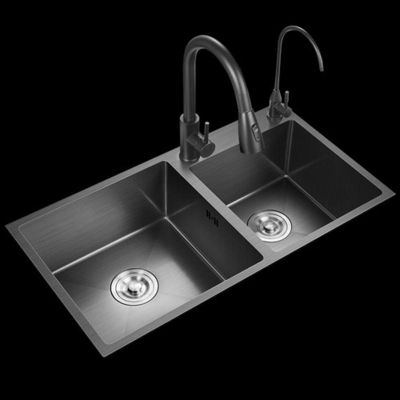 Großhandel Einfacher Entwurf Custom Modern Rechteckiger Metall Messing Chrom Doppelküchenwaschbecken für den Heimgebrauch
