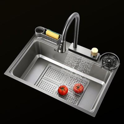 Warmverkauf SUS304 201 Einzelschüssel Edelstahl Küchenspüler Primärfarbe 60*45cm Bürste Handgefertigt Multi