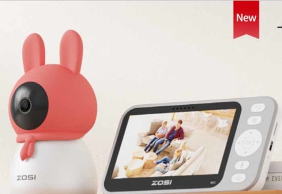 Hochwertiger 5 Zoll drahtloser Smart Video Baby Monitor mit Nachtsicht 2-Wege Audio Pan Tilt Zoom eingebauter Temperatursensor