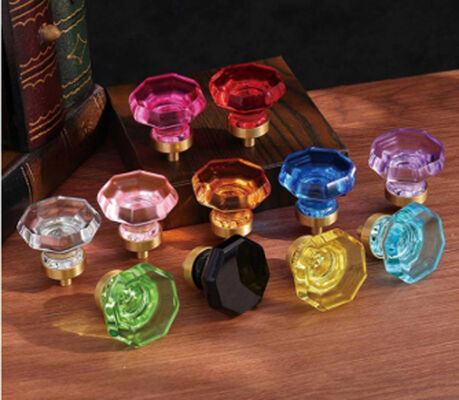Manual Tools Glass Fried Dough Twists Crystal Glass Diamond Cabinet Door Crystal Door Handle Single Hole