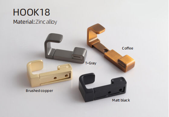 GRH Wholesale Modern Simple Hook Zinc Alloy Bathroom Towel Coat Hat Hook Matt Black Wall Mounted Prong Robe Hooks