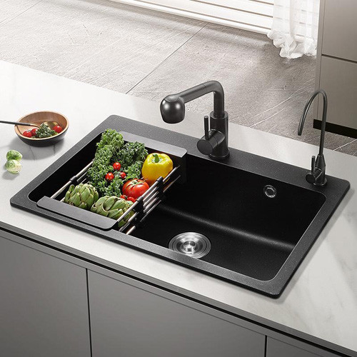 Multifunktionswaschbecken aus 304 Edelstahl Waschbecken moderner schwarzer Wasserfall Regenfall Einfachküche