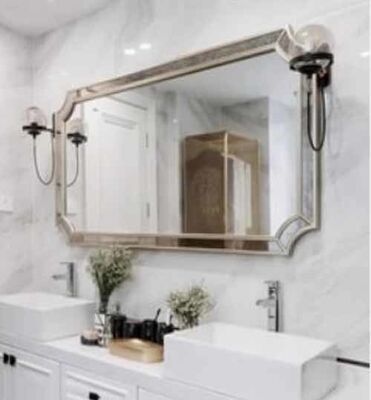 Französisch Zimmer Dekoration Groß Spiegel Wellen Spiegel Design Holzrahmen Unregelmäßige Form Verkleidung Spiegel