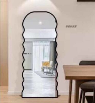 Wandmontierte asymmetrische Walnussholz-Rahmenbadspiegel Rustikales Bauernhaus Dekor Spiegel für Schlafzimmer Wohnzimmer Eingang