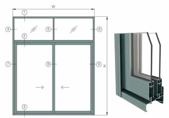Neuestes Design schallgedämmtes, temperiertes Doppelglas-Aluminiumprofil mit einer Laufschiene